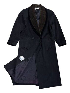 VINTAGE JONATHAN MICHAEL Pure Wool Long Trench Retro Pea Coat Womens Large